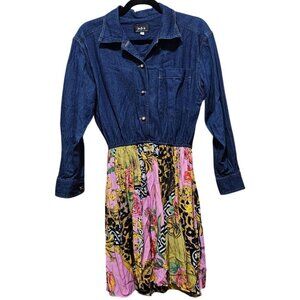 A.B.S Denim & Floral Patchwork Women's Dress Size‎ 4